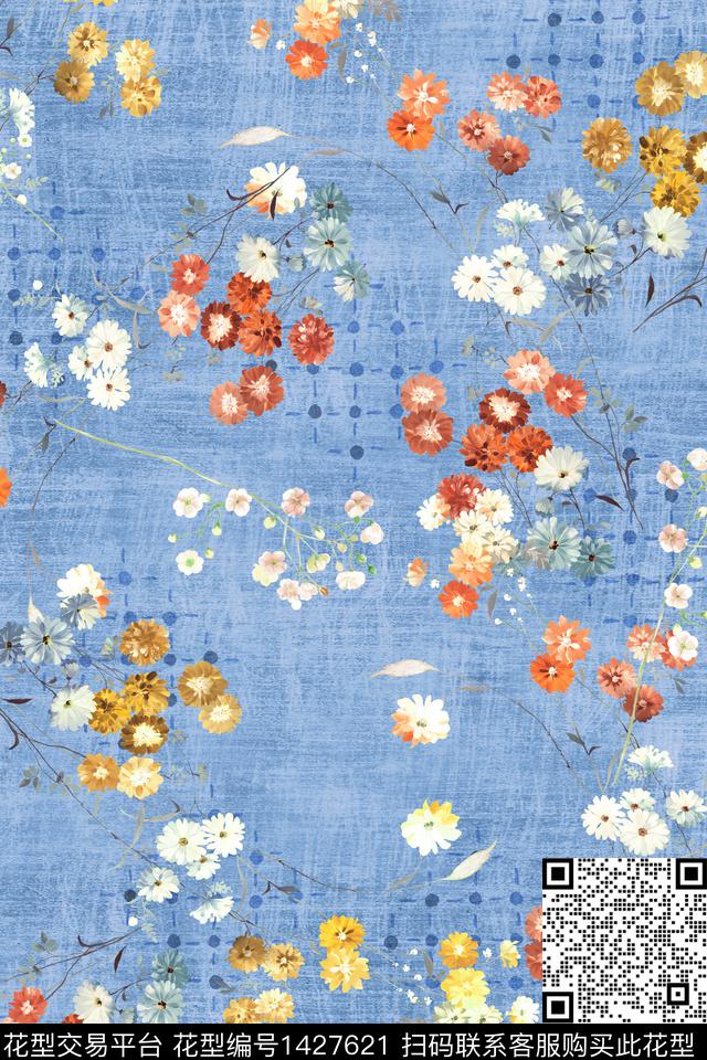 数码华亿平台复古花卉数码印花华亿平台下载（图片编号: 1427621） - 瓦栏（Walan）