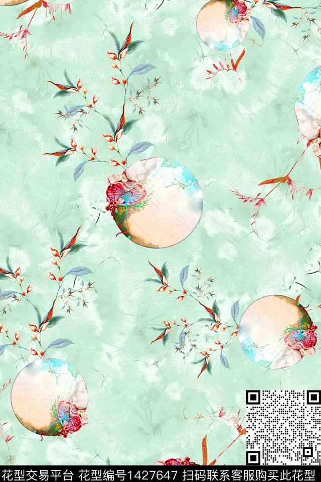 数码华亿平台复古花卉数码印花华亿平台下载（图片编号: 1427647） - 瓦栏（Walan）