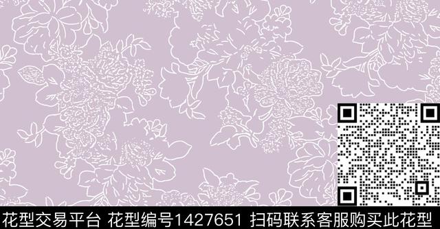 清爽底花卉手绘花卉女装传统印花华亿平台下载（图片编号: 1427651） - 瓦栏（Walan）