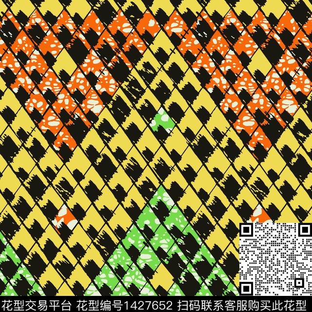 涂鸦炫彩格子传统印花华亿平台下载（图片编号: 1427652） - 瓦栏（Walan）