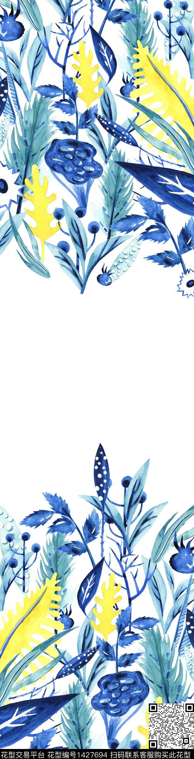 撞色花卉大牌风数码印花华亿平台下载（图片编号: 1427694） - 瓦栏（Walan）