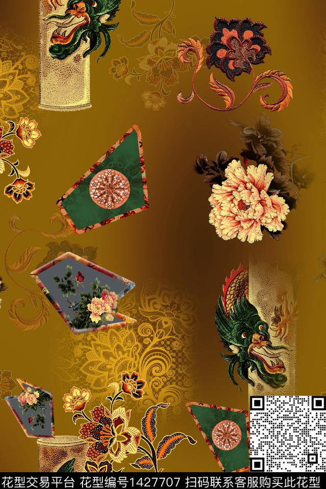 连衣裙女装花卉传统印花华亿平台下载（图片编号: 1427707） - 瓦栏（Walan）