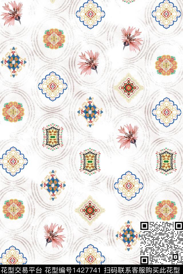 几何肌理民族风数码印花华亿平台下载（图片编号: 1427741） - 瓦栏（Walan）