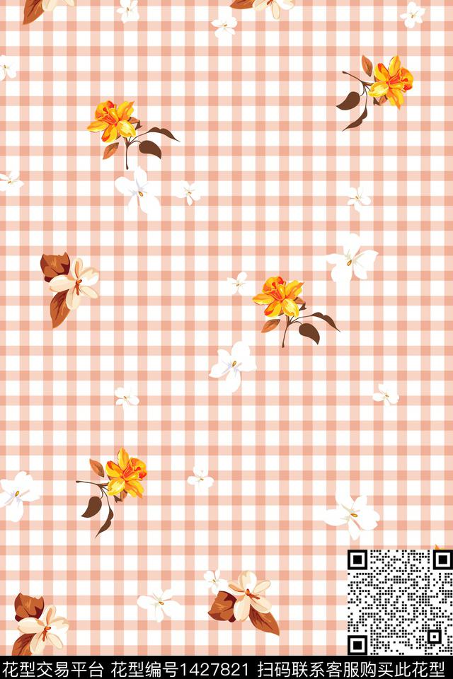 格子花卉小碎花数码印花华亿平台下载（图片编号: 1427821） - 瓦栏（Walan）