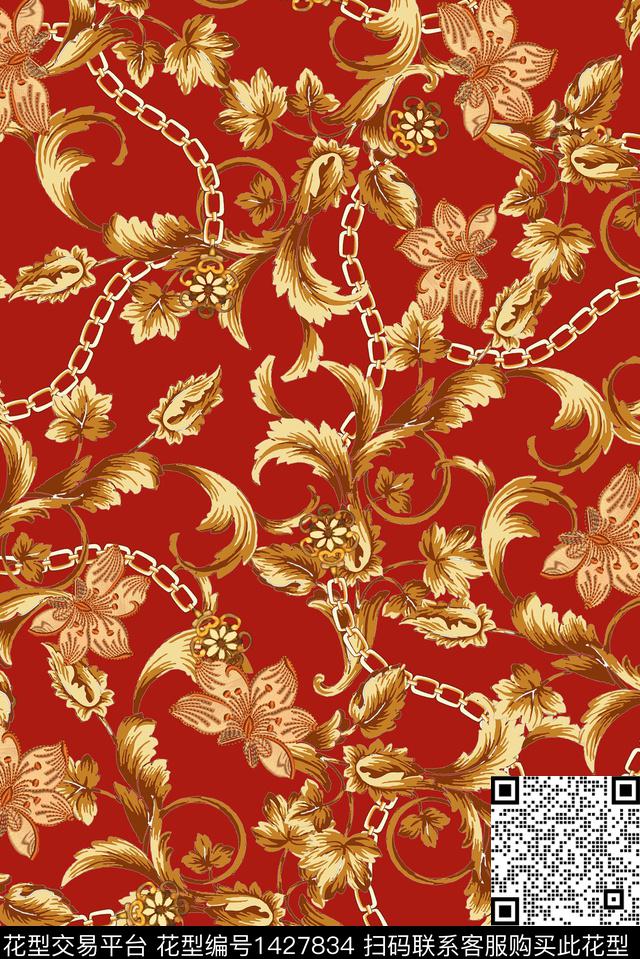 链条民族风中老年数码印花华亿平台下载（图片编号: 1427834） - 瓦栏（Walan）