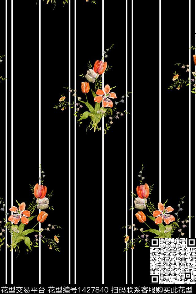 几何花卉真丝数码印花华亿平台下载（图片编号: 1427840） - 瓦栏（Walan）