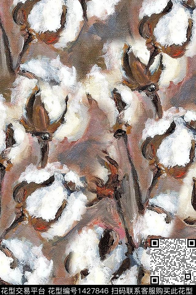 时尚花卉真丝数码印花华亿平台下载（图片编号: 1427846） - 瓦栏（Walan）