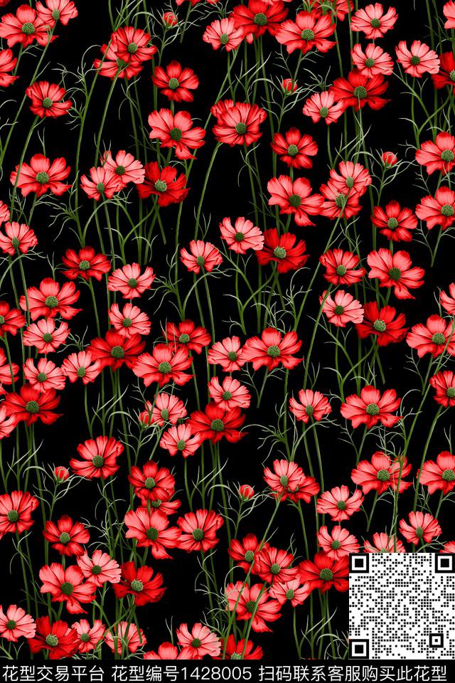 花卉真丝小碎花数码印花华亿平台下载（图片编号: 1428005） - 瓦栏（Walan）