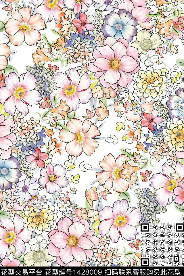 花卉真丝小碎花数码印花华亿平台下载（图片编号: 1428009） - 瓦栏（Walan）