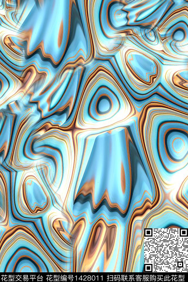 时尚抽象真丝数码印花华亿平台下载（图片编号: 1428011） - 瓦栏（Walan）