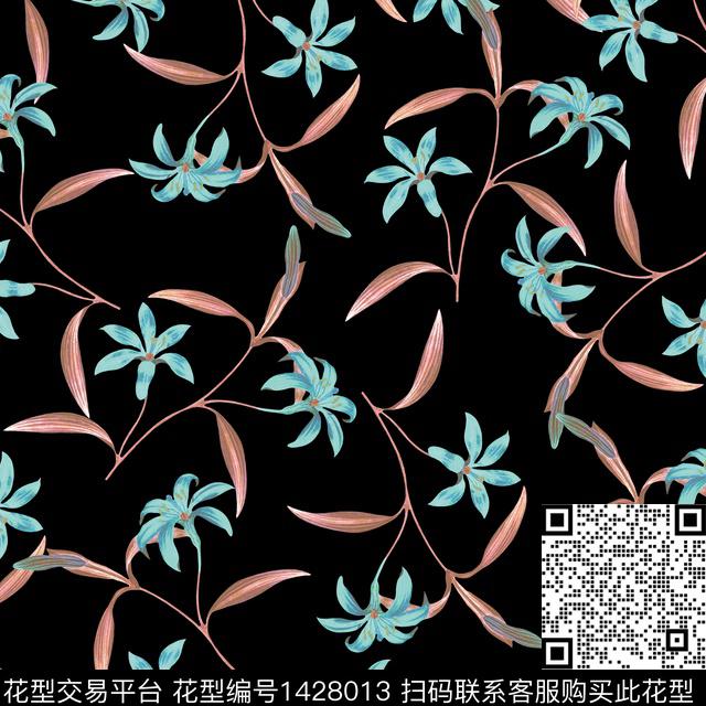 花卉大牌风欧美数码印花华亿平台下载（图片编号: 1428013） - 瓦栏（Walan）