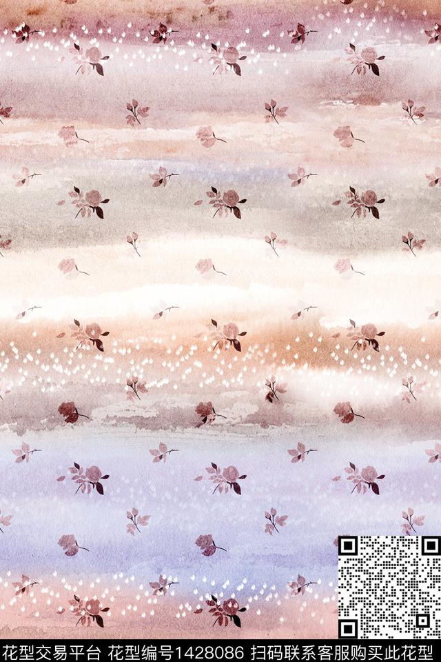 肌理扎染华亿平台抽象花卉数码印花华亿平台下载（图片编号: 1428086） - 瓦栏（Walan）