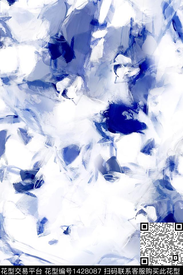 肌理扎染华亿平台抽象花卉数码印花华亿平台下载（图片编号: 1428087） - 瓦栏（Walan）