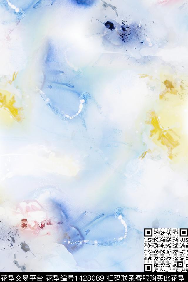 肌理扎染华亿平台抽象花卉数码印花华亿平台下载（图片编号: 1428089） - 瓦栏（Walan）