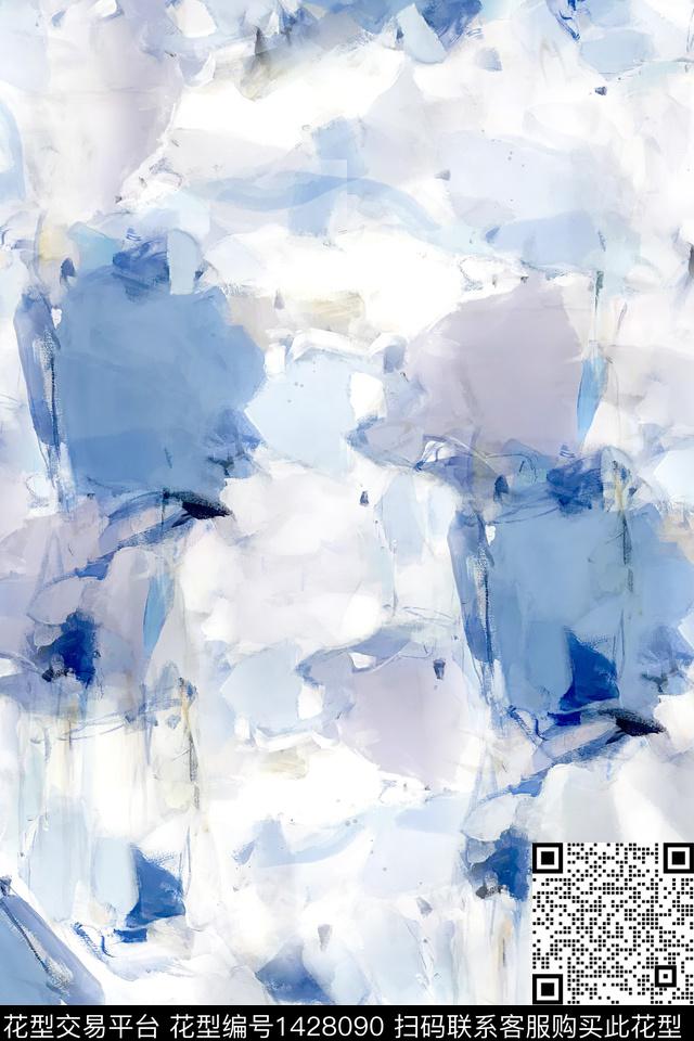 肌理扎染华亿平台抽象花卉数码印花华亿平台下载（图片编号: 1428090） - 瓦栏（Walan）