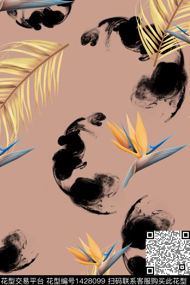 简约复古花卉数码印花华亿平台下载（图片编号: 1428099） - 瓦栏（Walan）