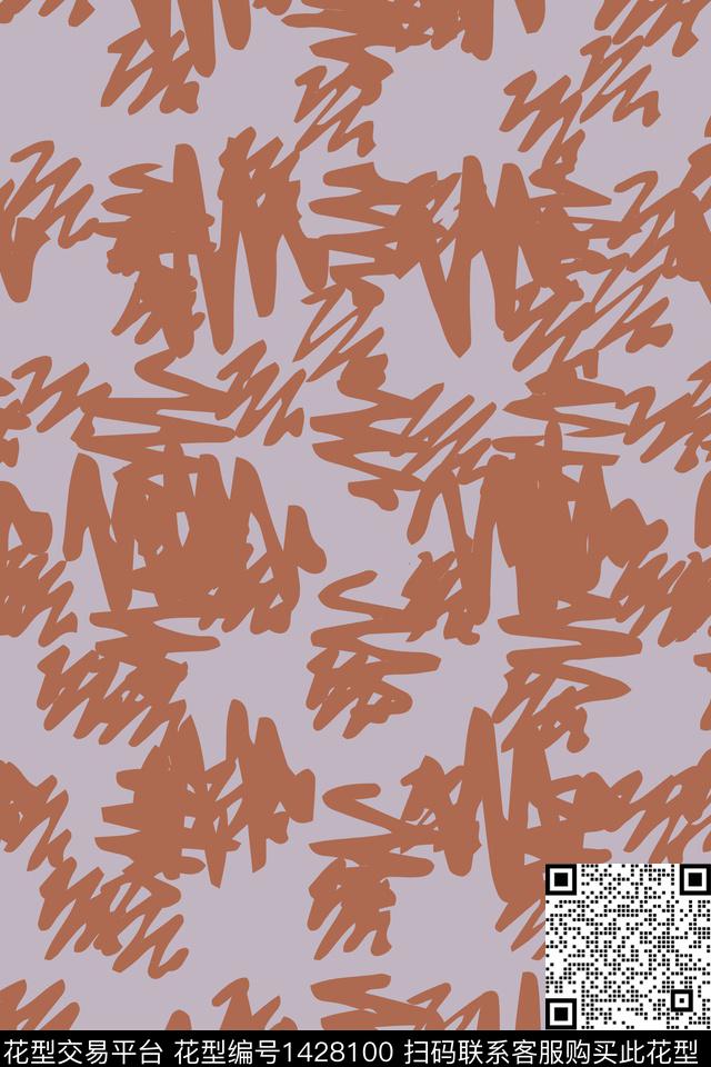 几何复古香云纱数码印花华亿平台下载（图片编号: 1428100） - 瓦栏（Walan）