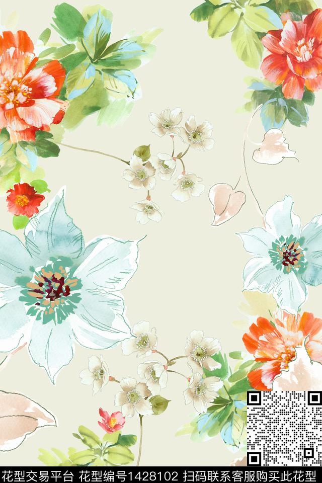 简约香云纱大牌风数码印花华亿平台下载（图片编号: 1428102） - 瓦栏（Walan）