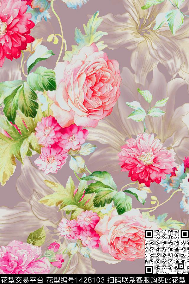 定位花香云纱大牌风数码印花华亿平台下载（图片编号: 1428103） - 瓦栏（Walan）