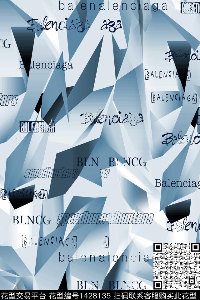 字母几何时尚数码印花华亿平台下载（图片编号: 1428135） - 瓦栏（Walan）