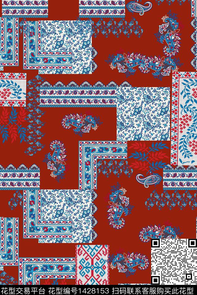 几何民族风佩斯利传统印花华亿平台下载（图片编号: 1428153） - 瓦栏（Walan）