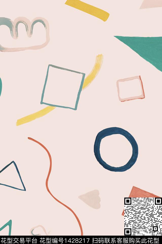 几何简约复古数码印花华亿平台下载（图片编号: 1428217） - 瓦栏（Walan）
