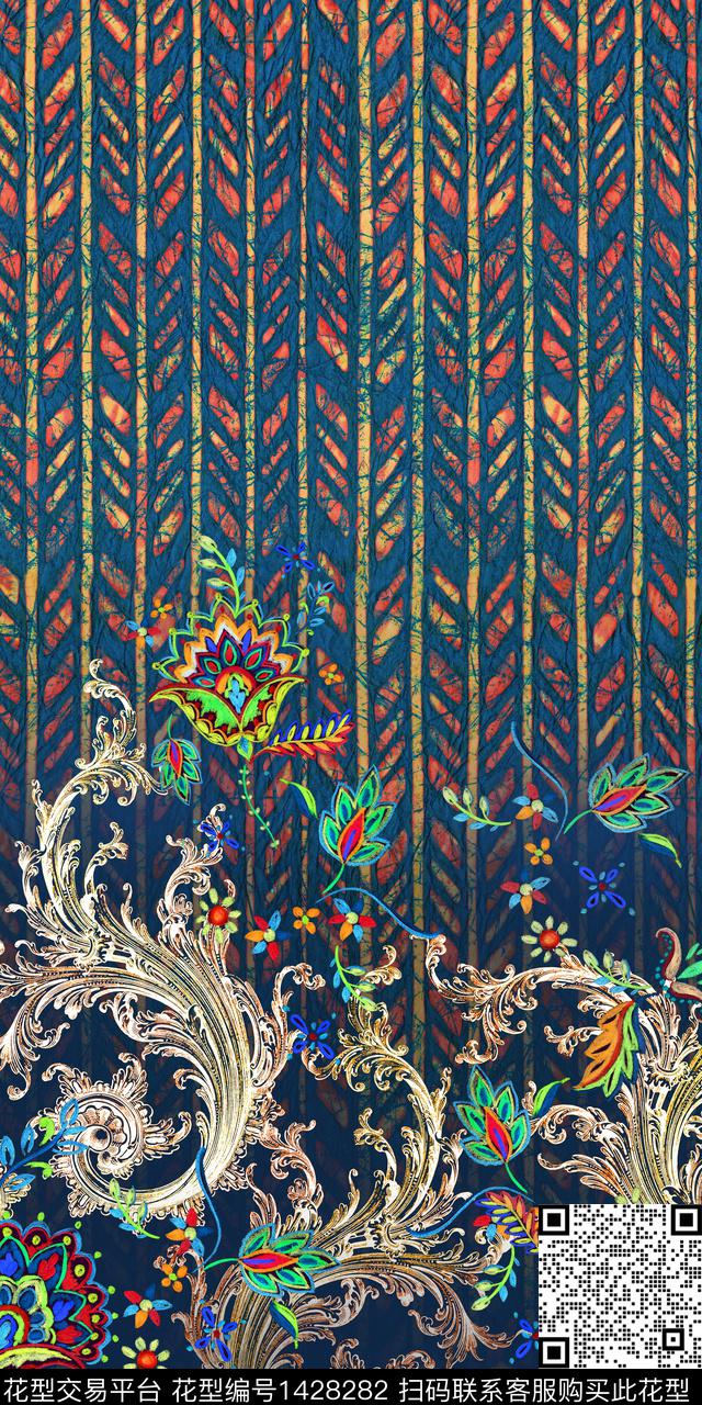 连衣裙民族风花卉数码印花华亿平台下载（图片编号: 1428282） - 瓦栏（Walan）