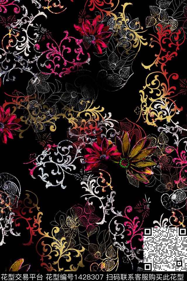 女装花卉中老年数码印花华亿平台下载（图片编号: 1428307） - 瓦栏（Walan）
