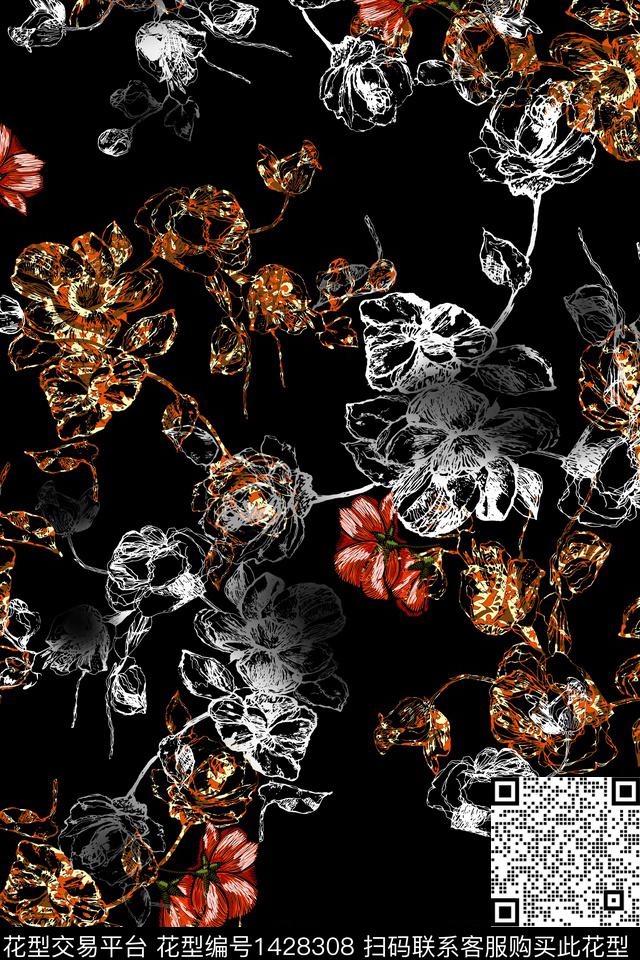 女装花卉中老年数码印花华亿平台下载（图片编号: 1428308） - 瓦栏（Walan）