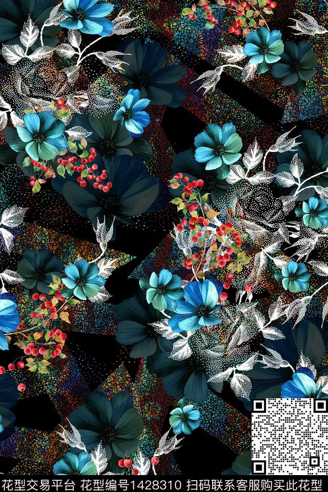 女装花卉中老年数码印花华亿平台下载（图片编号: 1428310） - 瓦栏（Walan）