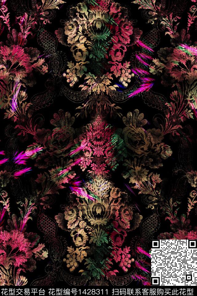 女装花卉中老年数码印花华亿平台下载（图片编号: 1428311） - 瓦栏（Walan）