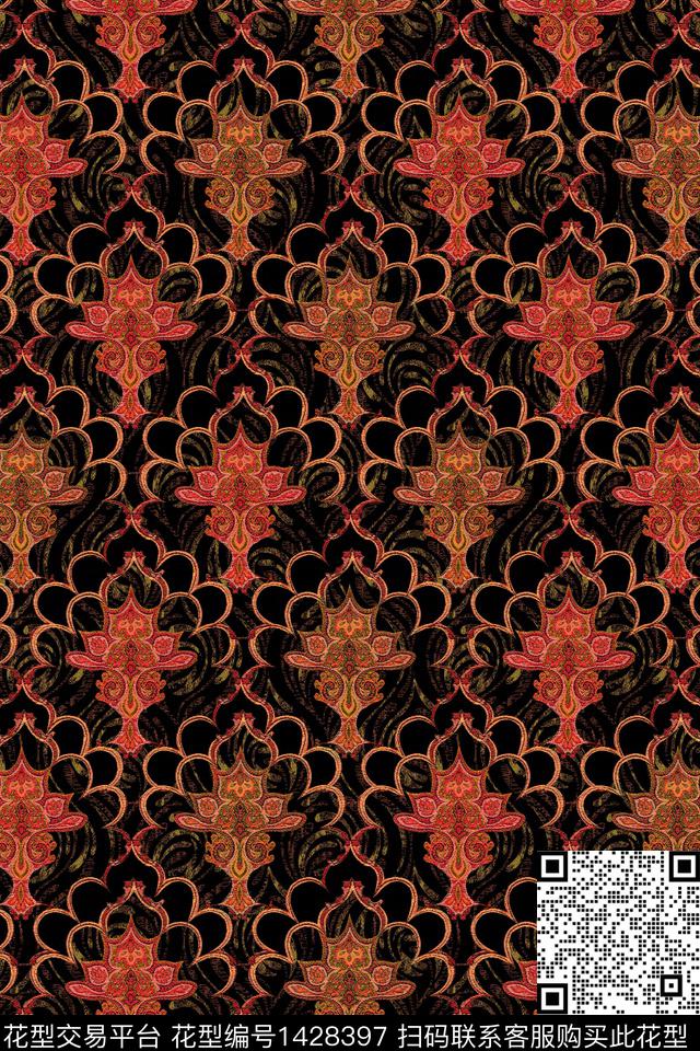 女装中老年满版散花数码印花华亿平台下载（图片编号: 1428397） - 瓦栏（Walan）