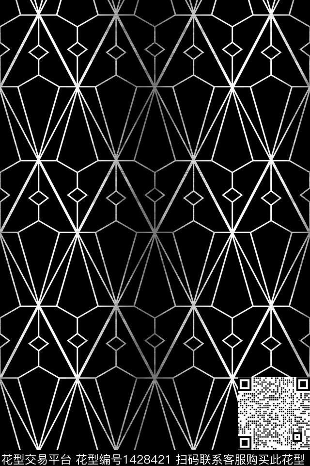 线条几何菱形传统印花华亿平台下载（图片编号: 1428421） - 瓦栏（Walan）
