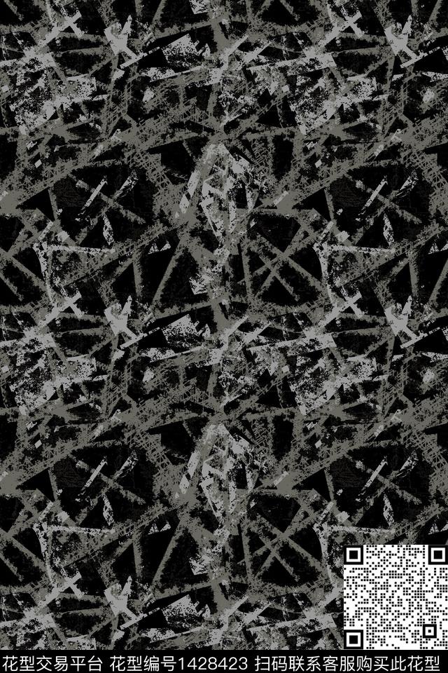 肌理男装抽象数码印花华亿平台下载（图片编号: 1428423） - 瓦栏（Walan）