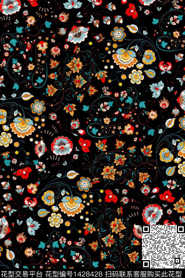 女装花卉小碎花数码印花华亿平台下载（图片编号: 1428428） - 瓦栏（Walan）