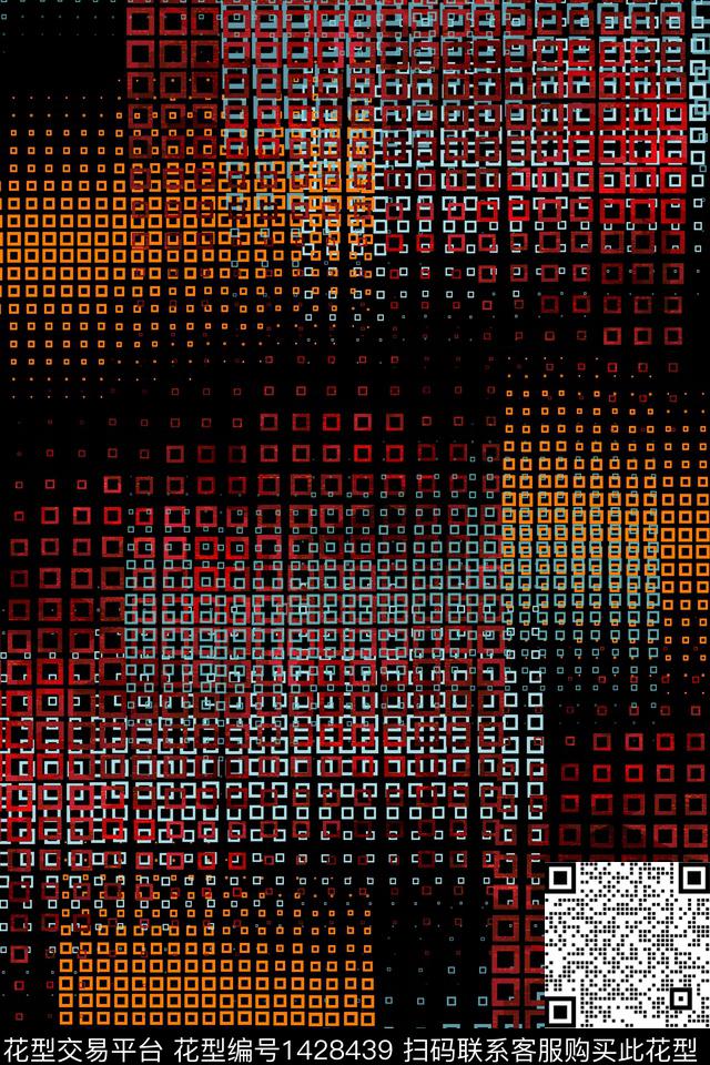 几何格子密集数码印花华亿平台下载（图片编号: 1428439） - 瓦栏（Walan）