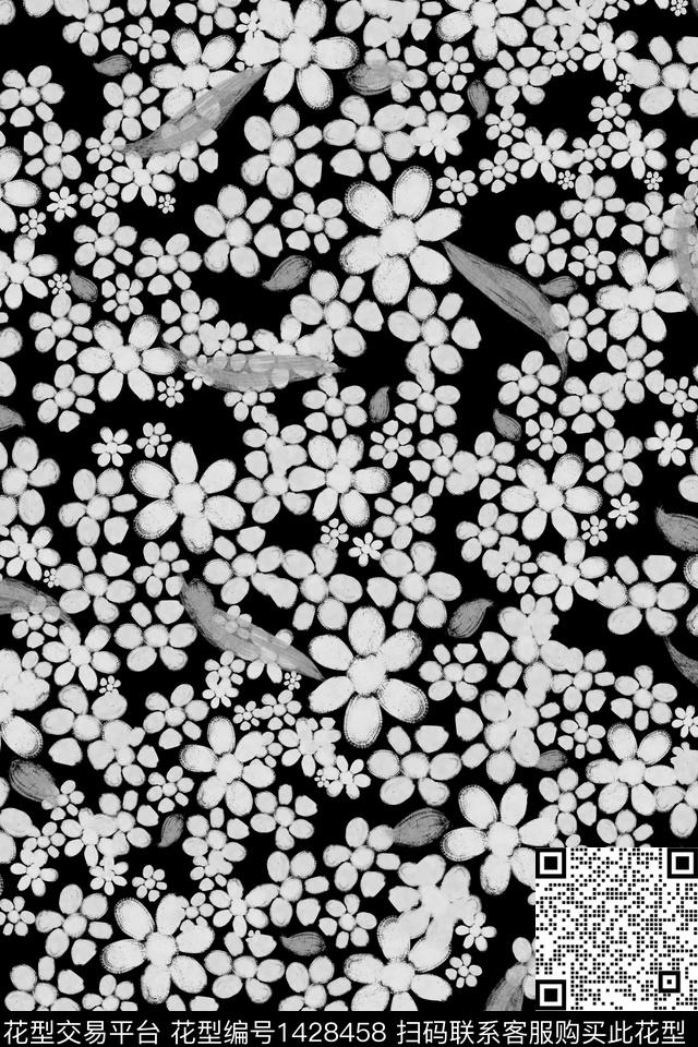 花卉小碎花手绘花卉数码印花华亿平台下载（图片编号: 1428458） - 瓦栏（Walan）