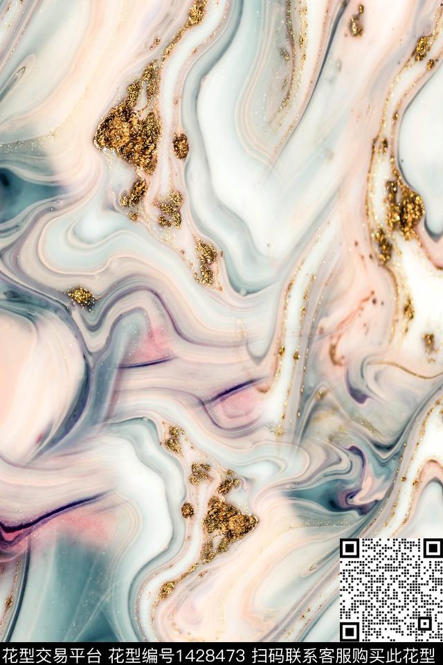 肌理抽象真丝数码印花华亿平台下载（图片编号: 1428473） - 瓦栏（Walan）