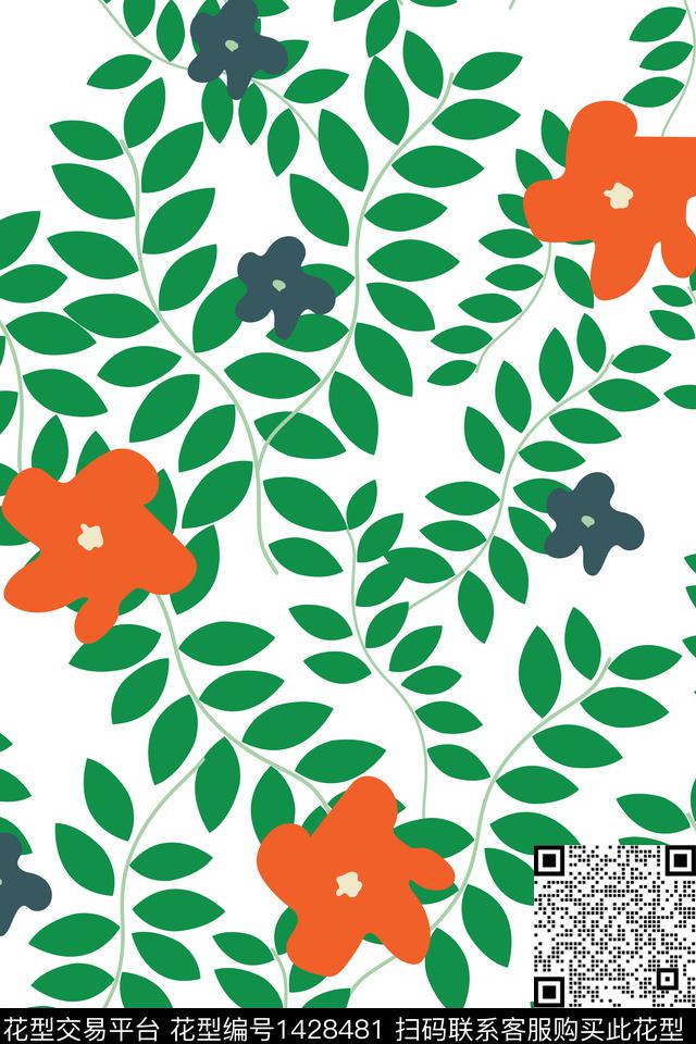 花卉小碎花手绘花卉数码印花华亿平台下载（图片编号: 1428481） - 瓦栏（Walan）