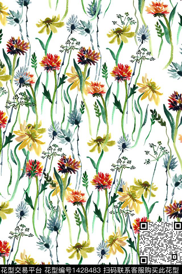 花卉真丝小碎花数码印花华亿平台下载（图片编号: 1428483） - 瓦栏（Walan）