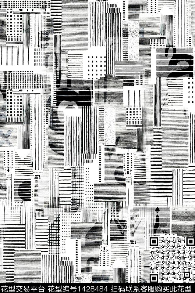 字母几何抽象男装数码印花华亿平台下载（图片编号: 1428484） - 瓦栏（Walan）