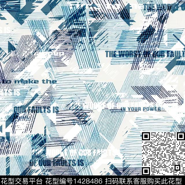 字母几何抽象男装数码印花华亿平台下载（图片编号: 1428486） - 瓦栏（Walan）