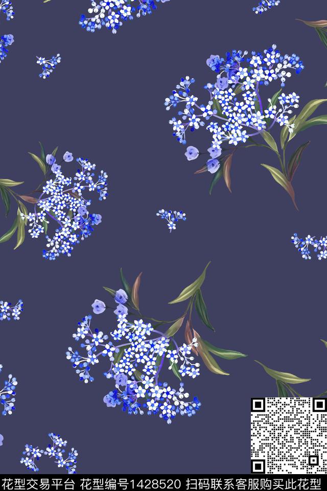 清爽底花卉花卉大牌风数码印花华亿平台下载（图片编号: 1428520） - 瓦栏（Walan）