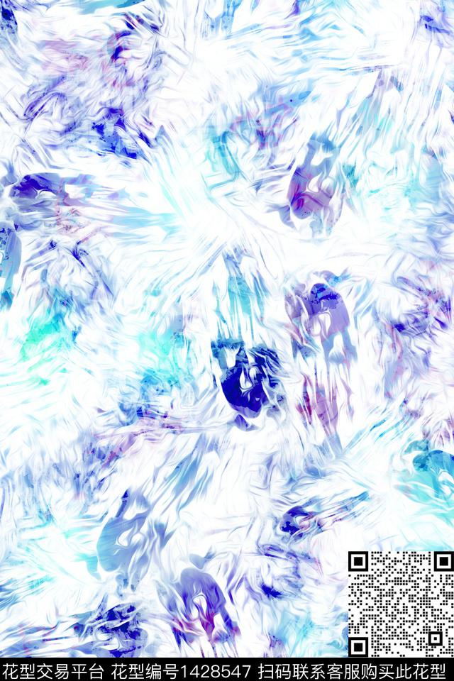 肌理扎染华亿平台抽象花卉数码印花华亿平台下载（图片编号: 1428547） - 瓦栏（Walan）