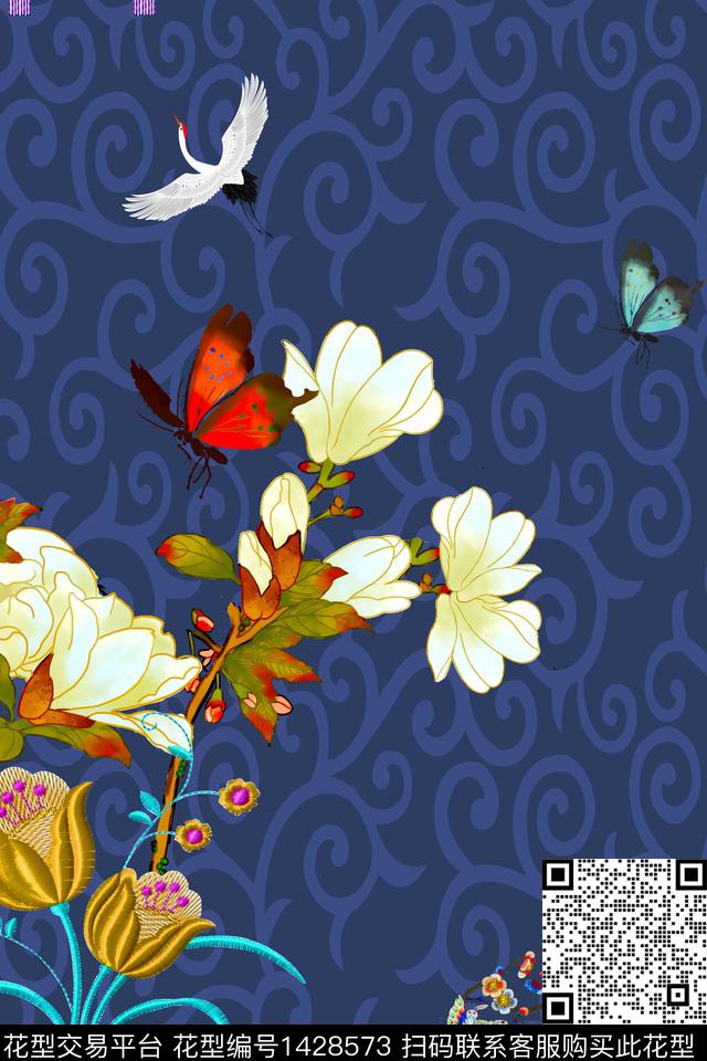 数码华亿平台满版散花中国风数码印花华亿平台下载（图片编号: 1428573） - 瓦栏（Walan）