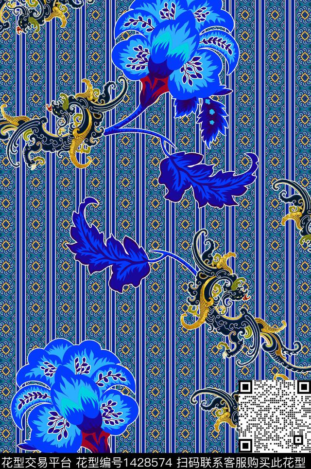 数码华亿平台民族风满版散花数码印花华亿平台下载（图片编号: 1428574） - 瓦栏（Walan）