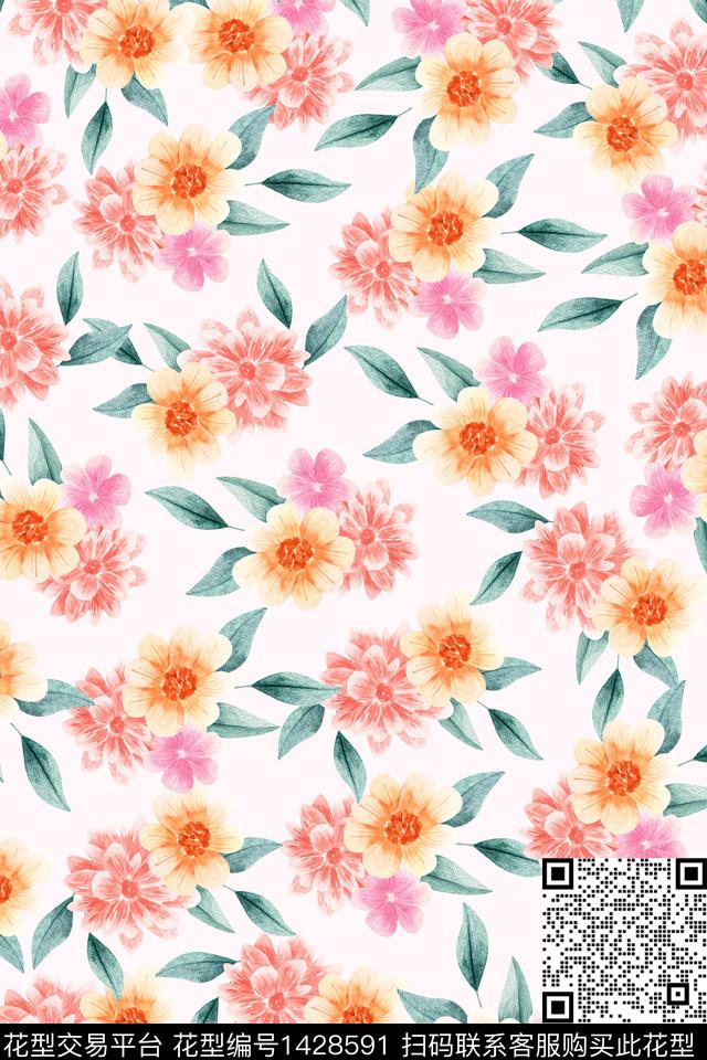 花卉大牌风小碎花数码印花华亿平台下载（图片编号: 1428591） - 瓦栏（Walan）