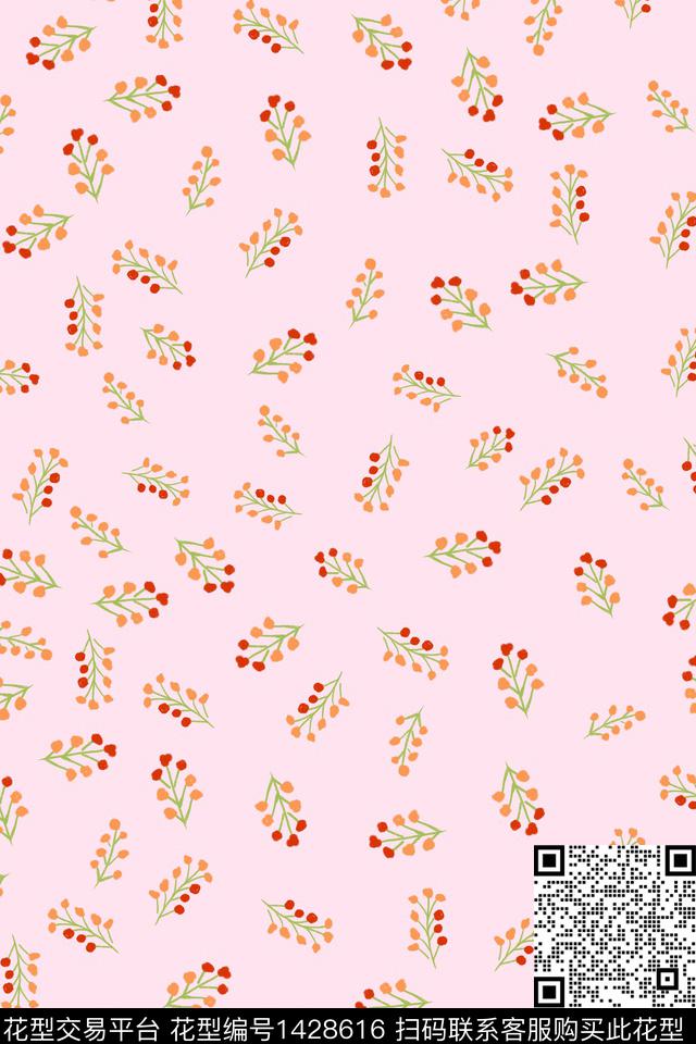 真丝小碎花手绘花卉数码印花华亿平台下载（图片编号: 1428616） - 瓦栏（Walan）