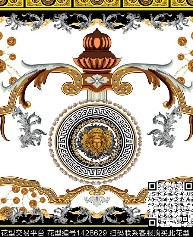 字母几何定位花数码印花华亿平台下载（图片编号: 1428629） - 瓦栏（Walan）