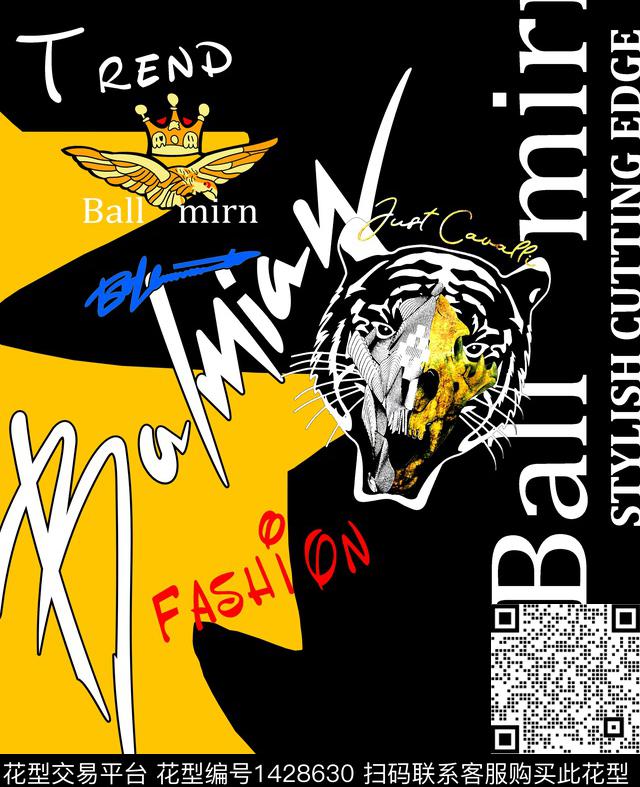 字母几何定位花数码印花华亿平台下载（图片编号: 1428630） - 瓦栏（Walan）